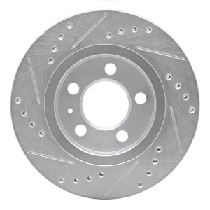 Audi TT Quattro Brake Rotor (1) - Rear Right - R1 Concepts - Drilled & Slotted - Silver - `00-`06